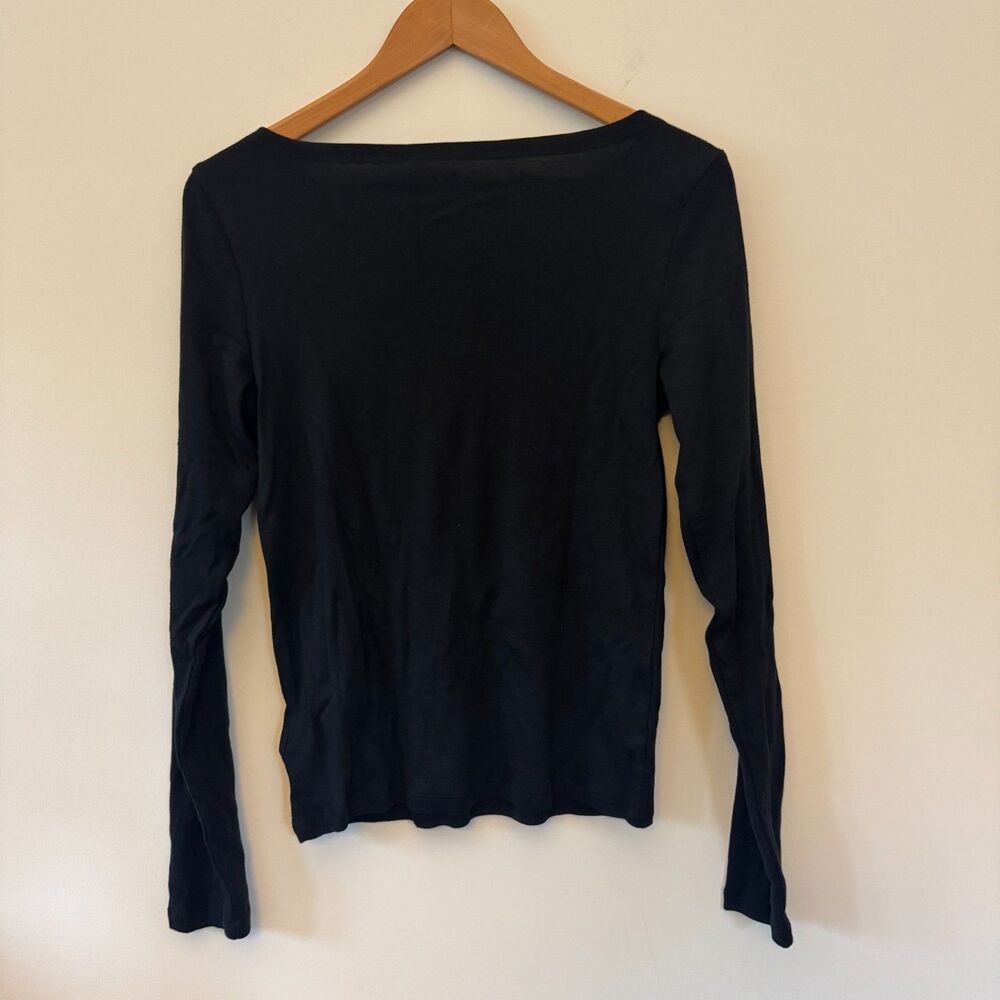 Gap "Favorite Tee" Women's Black Boat Neck Long Sleeve Shirt Size M - Picture 2 of 7